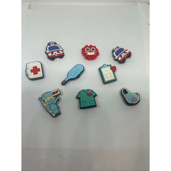 Lot of 9 Medical & Nurse Shoe Charms – Healthcare Theme for Clogs 🩺🚑👩‍⚕️ - Picture 1 of 1